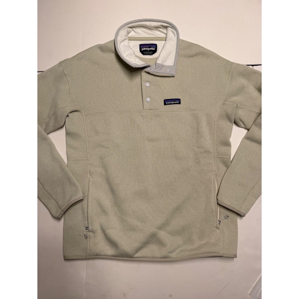 Patagonia Better Sweater Womens Medium Oatmeal Beige Snap T Fleece Pullover25543